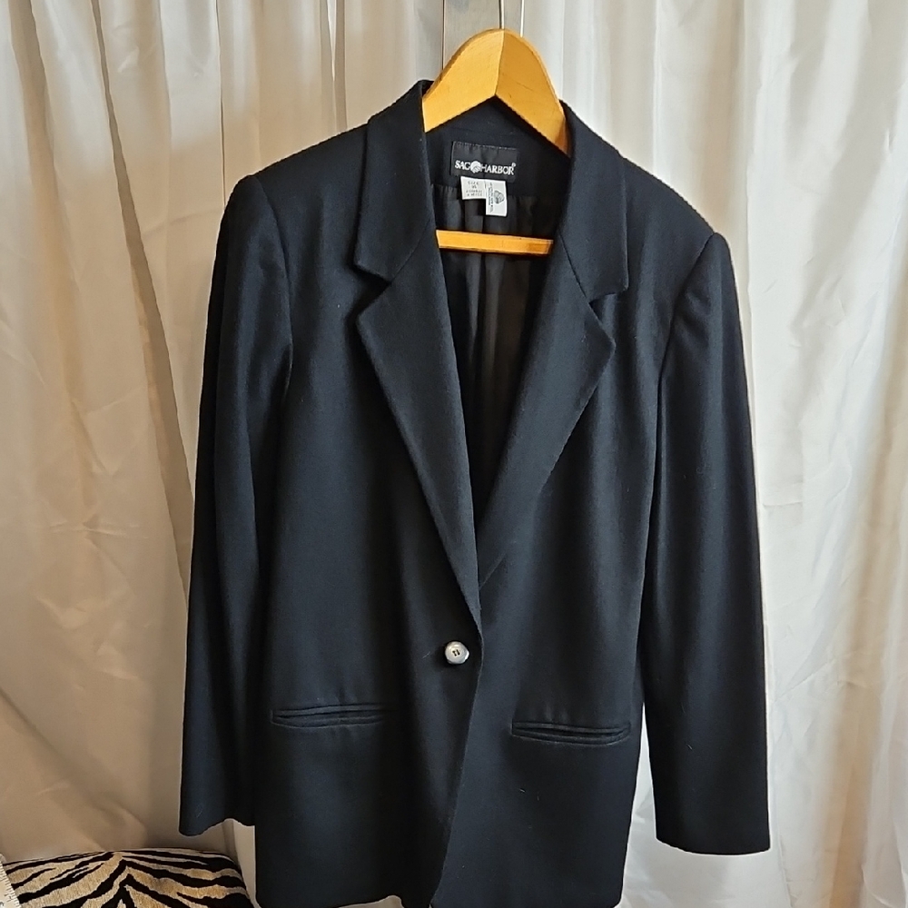 Sag Harbor Vintage Wool Black Women's Blazer Sz 14